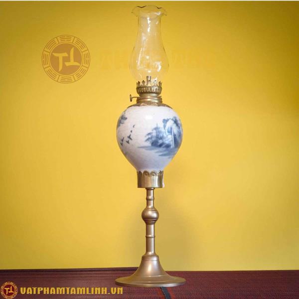 Đèn dầu lê men rạn (to)