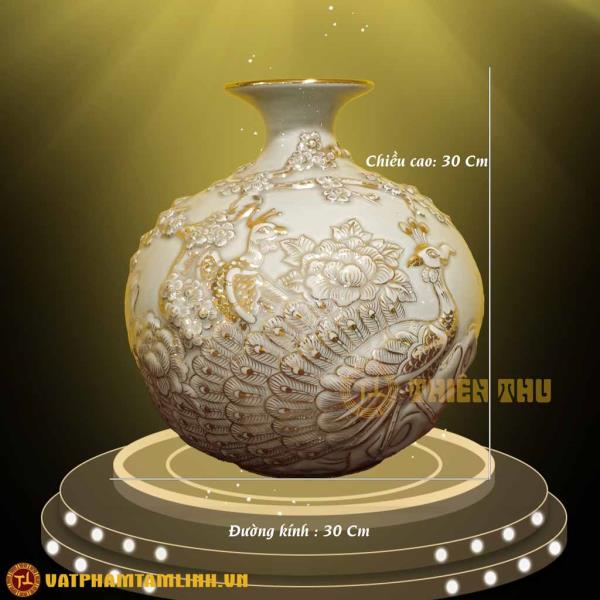 Bình Hút Lộc Hoa Văn Nổi MàuXanh Ngọc