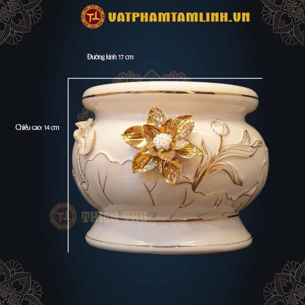 Bộ Thờ Cúng Gốm Hoa Sen Trắng 