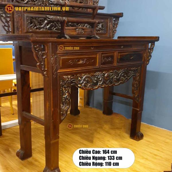 Bàn Thờ Gia Tiên Tam Cấp Gỗ Muồng Đen 