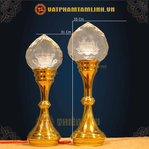 Cặp đèn pha lê chân đồng 01 