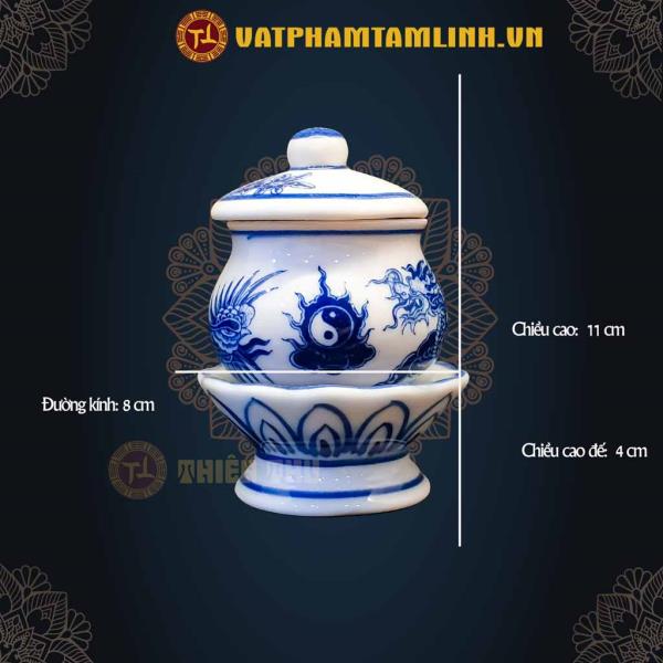 Chung Nước Rồng Xanh bằng Gốm 