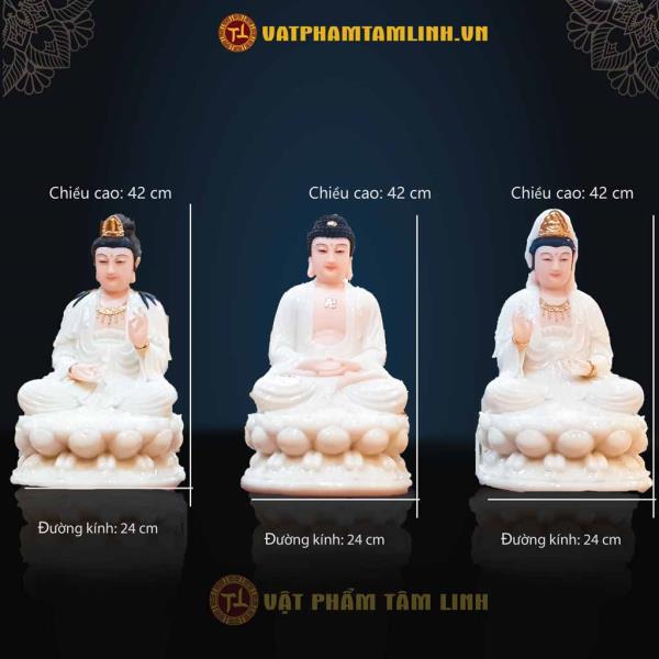 Bộ Tam Thánh Phật Ngồi (Bột Đá Trắng) 