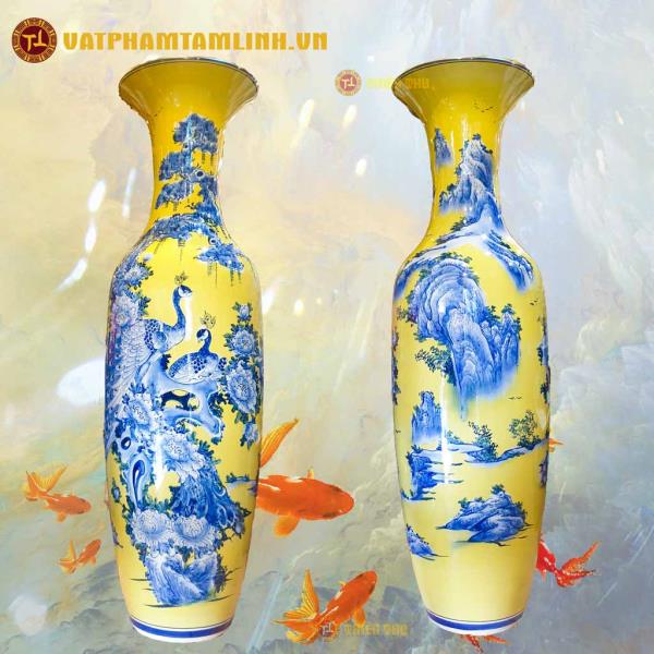 Cặp Lục Bình Gốm Men Màu Tùng Công 