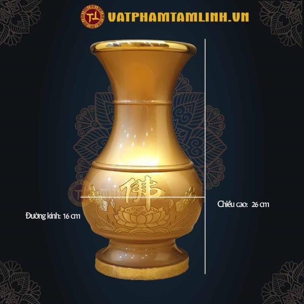Bình Bông Sen Phật Vàng Đồng
