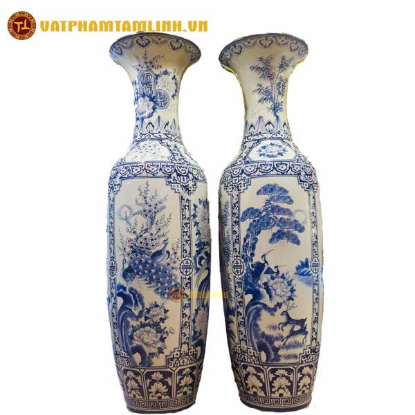 Cặp Lục Bình Gốm vẽ cảnh Tứ Quý 