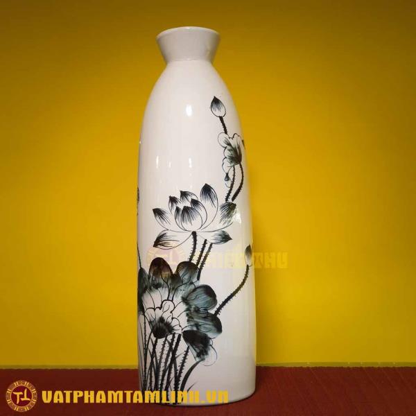Bình Hoa Trang Trí  Dáng Cổ Chai (màu trắng) 