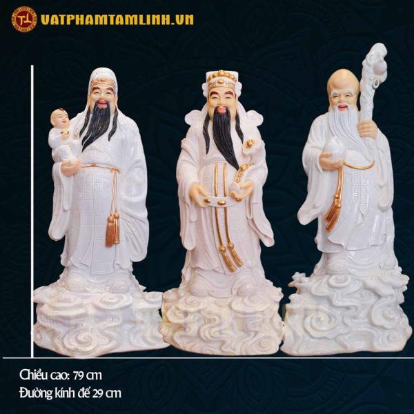 Tượng Phúc Lộc Thọ Tam Đa Bằng Đá Tự Nhiên 
