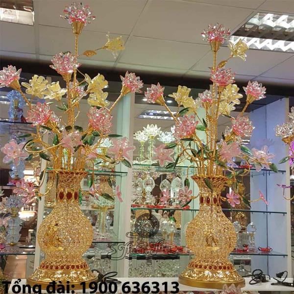 Cặp bình pha lê 9 bông