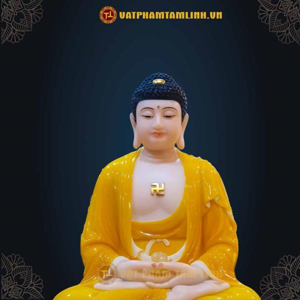 Bộ Tam Thánh Phật Bộ Đá Màu Cam 