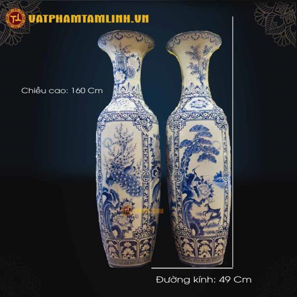 Cặp Lục Bình Gốm vẽ cảnh Tứ Quý 