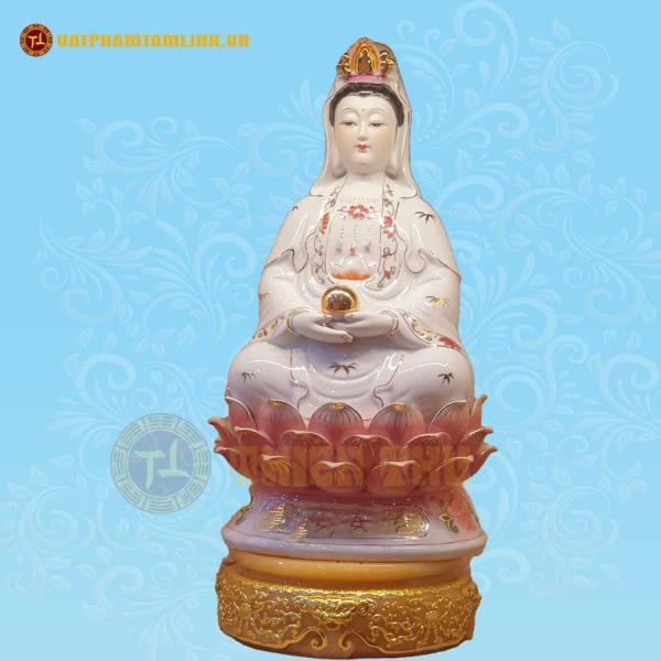 Quan Âm Áo Trắng Viền Vàng 