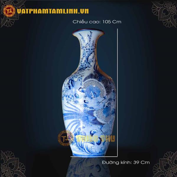 Bảo Bình Men Lam vẽ  Đại Kê 