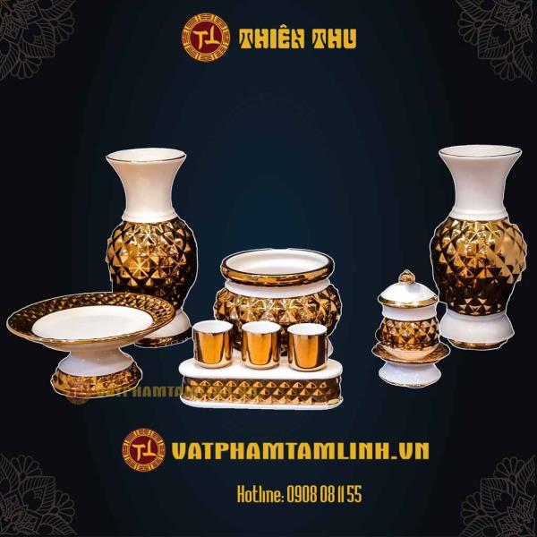 Bộ Thờ Cúng Gốm Dát Vàng 2022