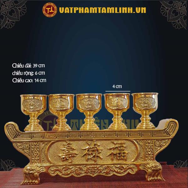 Án 5 Ly Sen Nhỏ Bằng Đồng 
