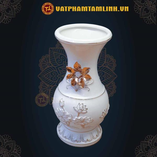 Bình Bông Ngọc Sứ Sen Kim 