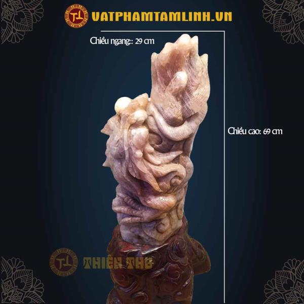 Rồng Nhả Ngọc Đứng Thạch Anh Hồng 