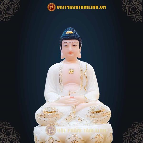 Bộ Tam Thánh Bột Đá Trắng Viền Vàng 