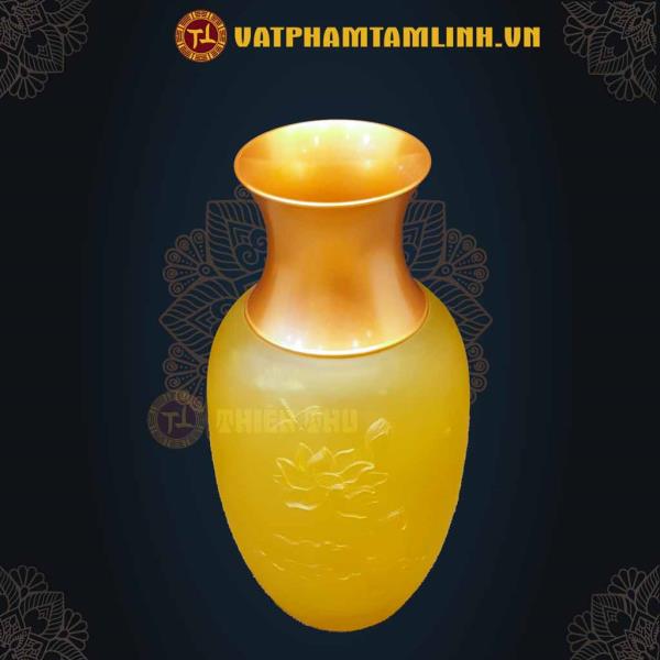 Bình Hoa Lưu Ly Thanh Liên Đồng Vàng 