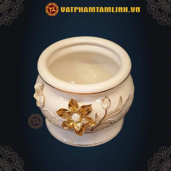 Lư Ngọc Sứ Sen Kim Trắng 