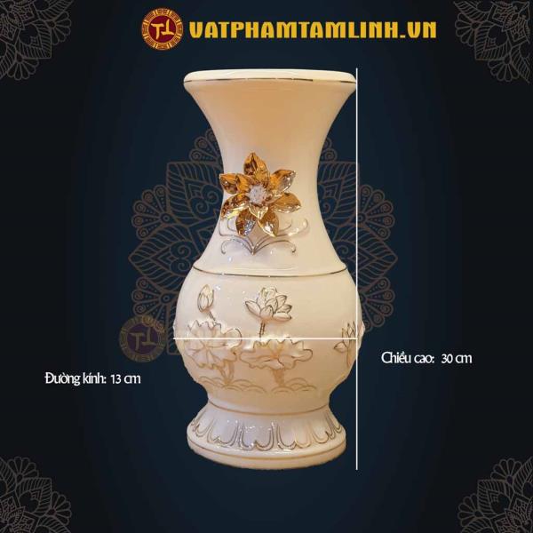 Bình Bông Ngọc Sứ Sen Kim 