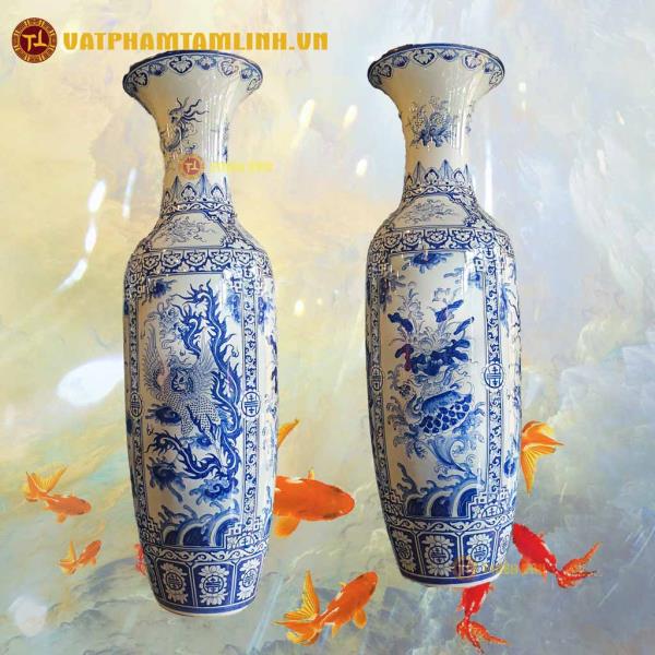 Cặp Lộc Bình Gốm Vẽ Tứ Linh 