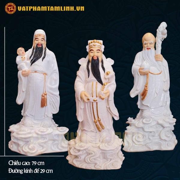 Tượng Phúc Lộc Thọ Tam Đa Bằng Đá Tự Nhiên 