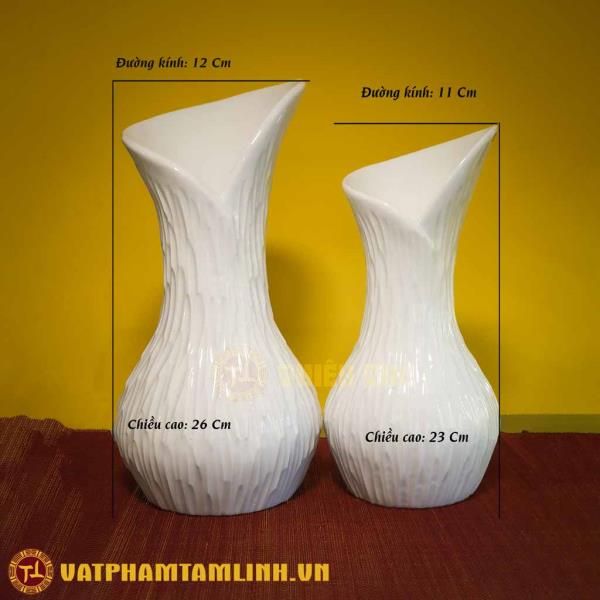 Bình Hoa Trang Trí Men Trắng Dáng Tỏi Vát Xước (Nhỏ)