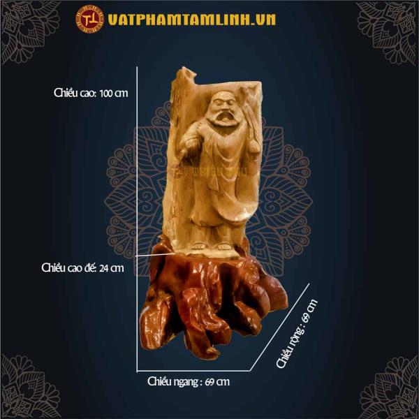 Tượng Đạt Ma Sư Tổ Bằng Gỗ Hóa Thạch