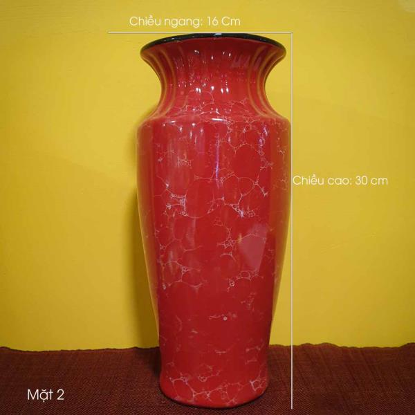 Lọ Hoa Bát Tràng Men Hỏa Biến Màu Đỏ (Khía miệng) 