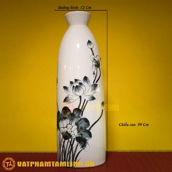 Bình Hoa Trang Trí  Dáng Cổ Chai (màu trắng) 