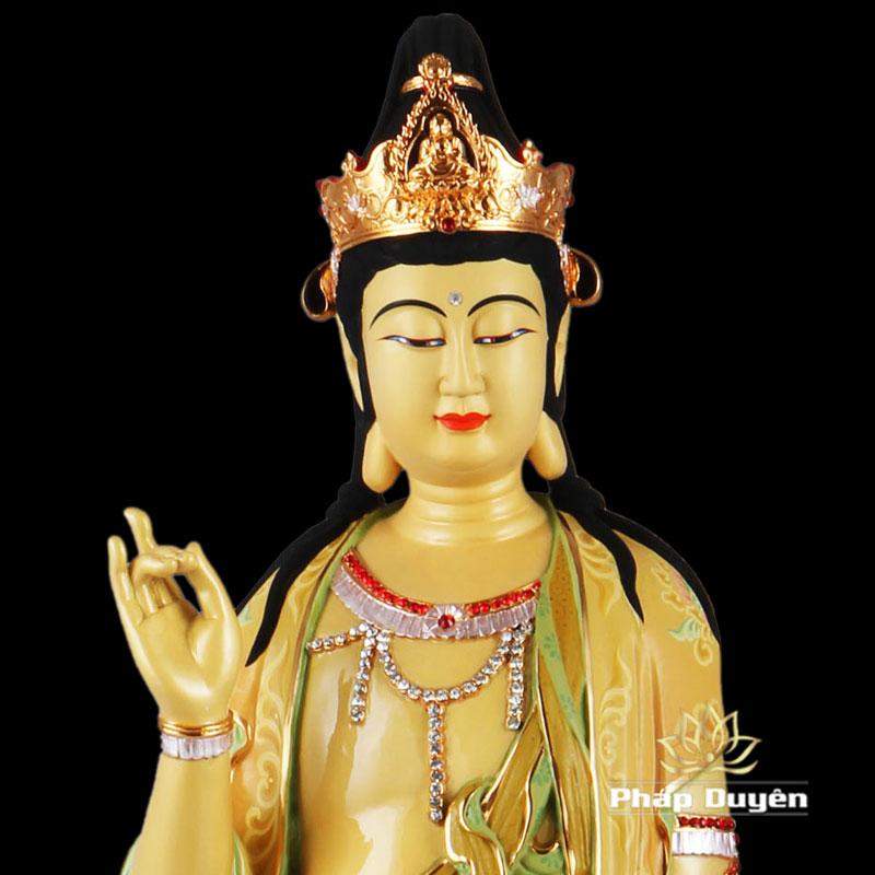 Bộ Tượng Tây Phương Tam Thánh Đứng, Bằng Đồng Đài Loan Mạ Sơn Cao Cấp, Kích Thước 88x34x34cm 