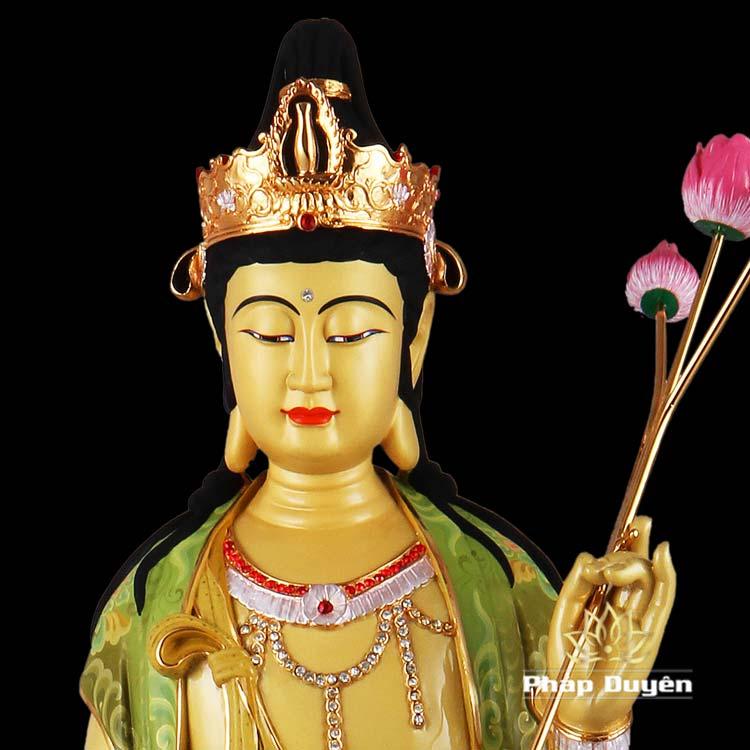 Bộ Tượng Tây Phương Tam Thánh Đứng, Bằng Đồng Đài Loan Mạ Sơn Cao Cấp, Kích Thước 88x34x34cm 